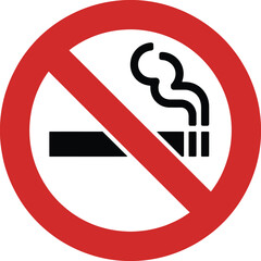 No smoking symbol graphic illustration of cigarette and smoke