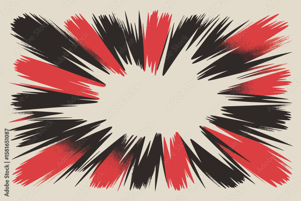 Poster abstract background featuring red and black burst, radial speed lines creating a dynamic, attention-