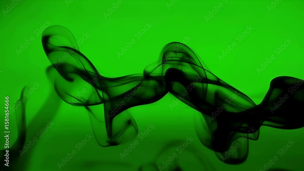 Poster abstract black smoke flowing gracefully against a bright green background creating a dynamic visual 