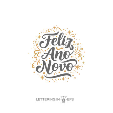 Lettering Feliz Ano Novo 2026 Boas Festas para Composi&ccedil;&atilde;o EPS Vetor