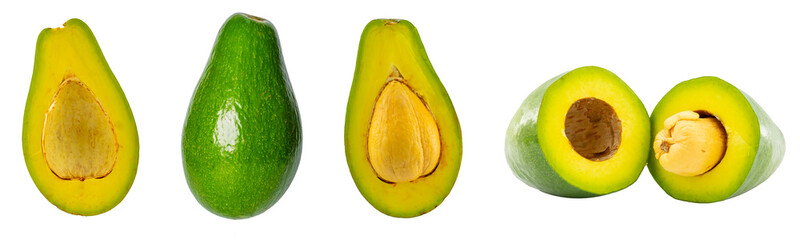 High Quality PNG of fresh avocado cut in half on white background