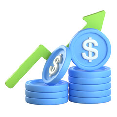 Profit Growth 3D Icon Colorful Style
