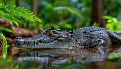 Obraz premium Close-up of a young crocodile