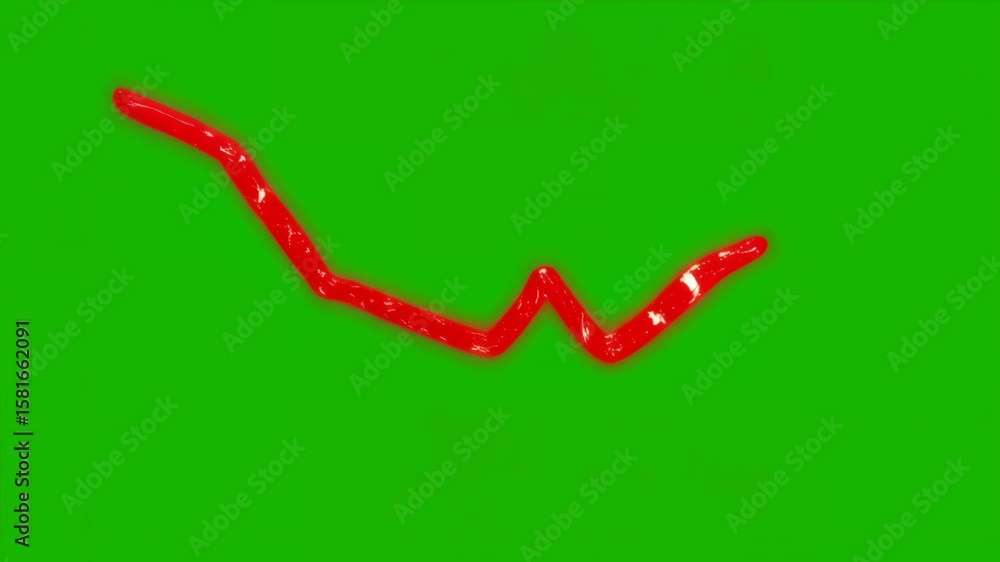 Poster animation of a vibrant red squiggly line moving dynamically across a bright green background