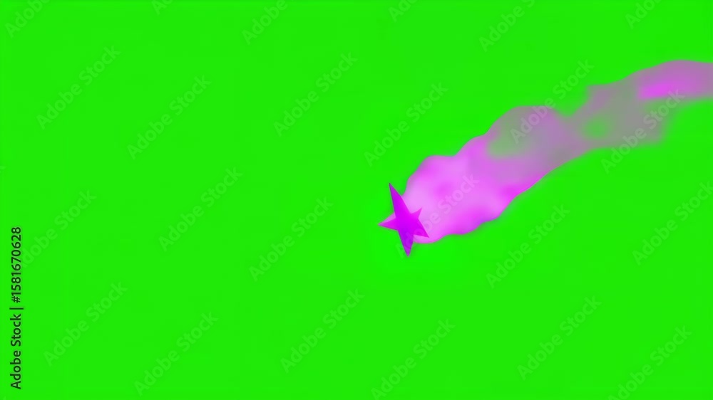 Poster a sequence of colorful animated shapes moving against a bright green background, ideal for video edi
