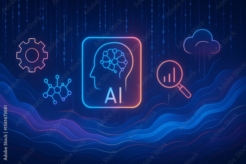 Poster futuristic representation of artificial intelligence and data technology