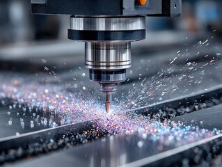 CNC machine cutting metal