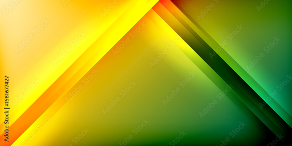 Poster abstract background features vibrant diagonal lines. colors transition from yellow, orange, green, b