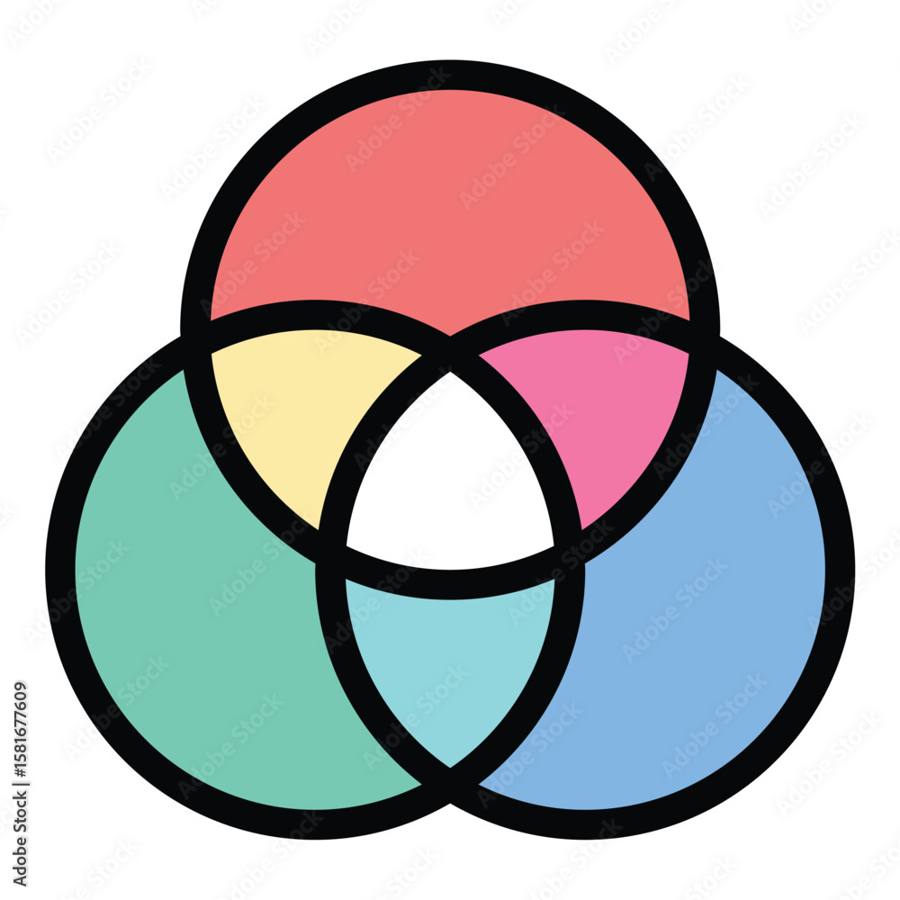 Poster rgb color scheme icon flat line style illustration representing digital color mixing and screen-base