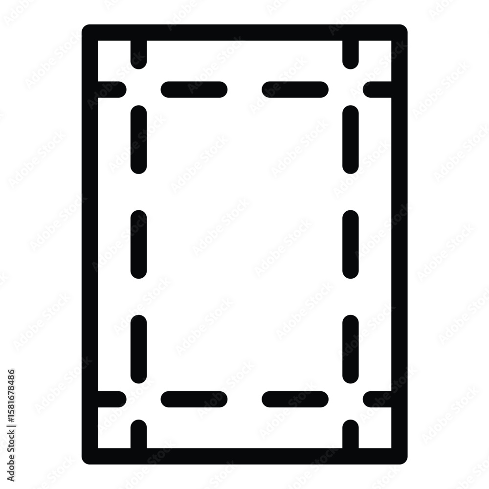 Aufkleber margin page icon flat line style illustration representing document formatting and content spacing, 