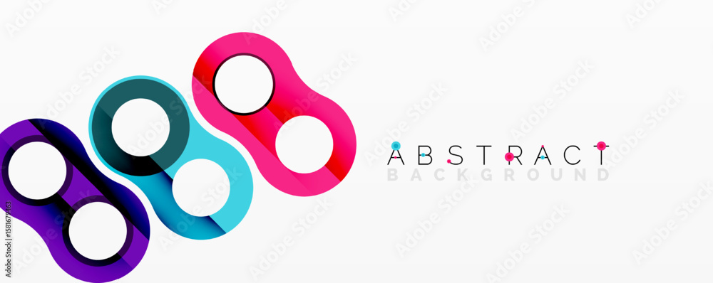Poster bright overlapping circles create modern abstract design. vivid colors, white background, simple sha