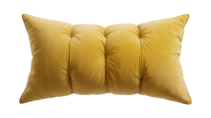 Plush Tufted Lumbar Pillow isolated on a transparent background yellow