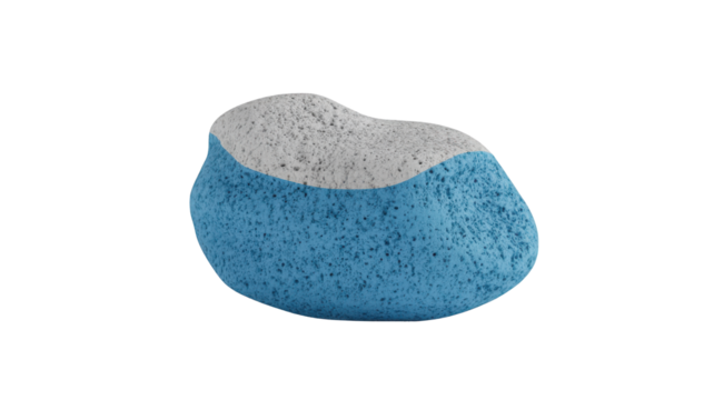 Textured stone with blue and white color bands isolated on a transparent background abstract