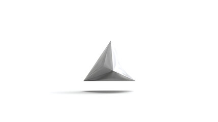 A silver triangle is shown on a white background