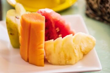 Tropical Delight: Colorful Fruit Medley on Plate