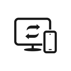 Sync phone to computer icon design isolated on white background. Vector illustration