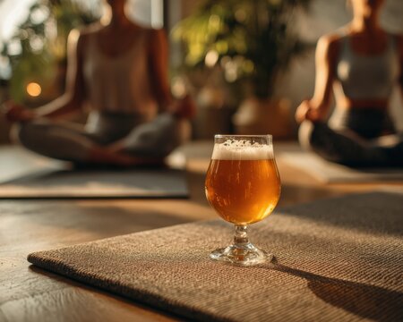 National Independent Beer Run Day with Beer Yoga Class Premium Authentic Summer Fitness Trend for Millennials Combining Relaxation and Social Joy Marketing