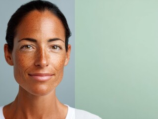 Fototapeta premium National Stay Out Of The Sun Day Skin Transformation Premium Summer Skincare Before-After for Millennial Wellness Marketing and Youthful Radiance Campaigns