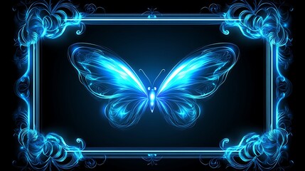 A glowing butterfly in a decorative frame