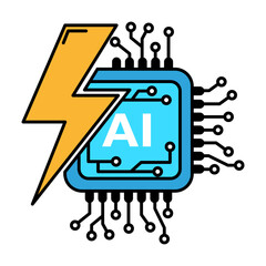 Flash AI design or symbol for technology ai logo concept. illustration vector style.