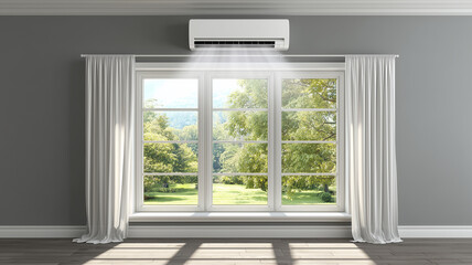 Fototapeta premium Modern Air Conditioner in Bright Minimalist Room