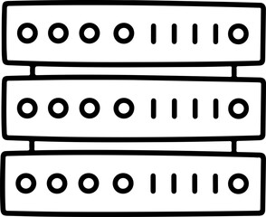 Stacked server racks with binary code pattern on front panels