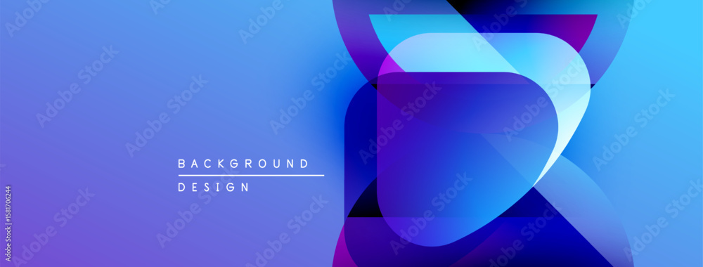 Poster abstract blue purple gradient background. overlapping shapes create dynamic visual effect. modern de