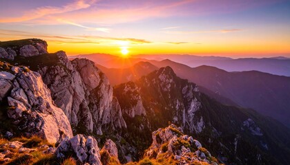 Fototapeta premium Majestic mountain sunrise
