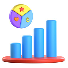 Upward Growth Chart 3D Icon Colorful Design