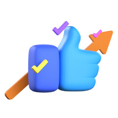 Thumbs Up Like 3D Icon Colorful Design