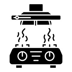 Kitchen Range Hood and Stovetop Icon Design: A Clean Illustration of Cooking Appliances
