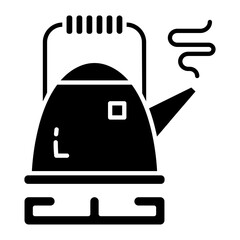 A Kettle on a Stovetop Boiling Water Icon Illustration Design Graphic