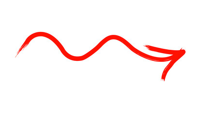 hand drawn red arrow icon, vector illustration on transparent background
