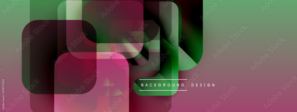 Poster abstract geometric shapes overlap, creating vibrant color gradients. modern design elements suggest 