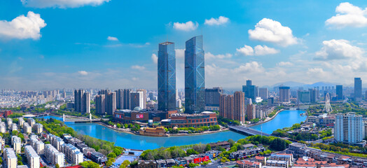 Urban environment of Dongwu International Plaza, Huzhou City, Zhejiang Province, China