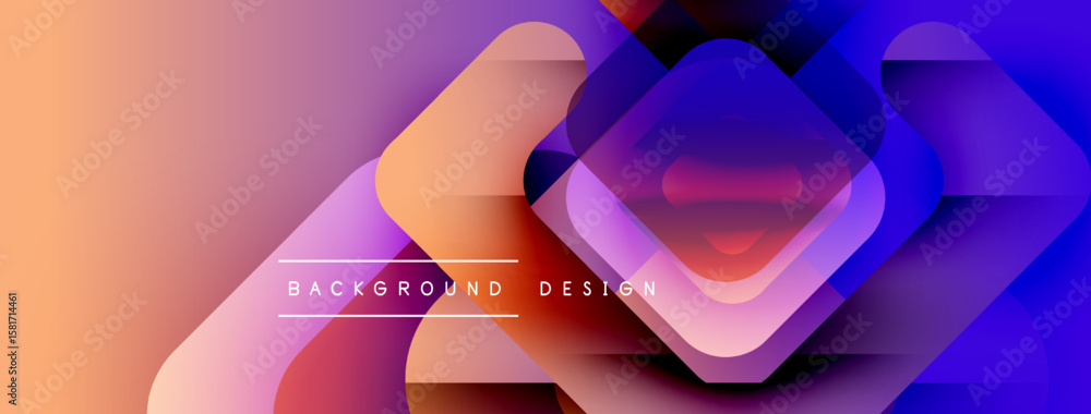 Poster abstract geometric shapes overlap, creating vibrant color gradients. design features smooth transiti