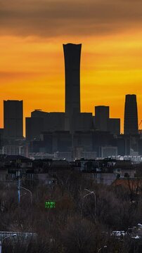 Ancient and modern architectures in Beijing, morning and evening glows, urban scenery, and humanistic life