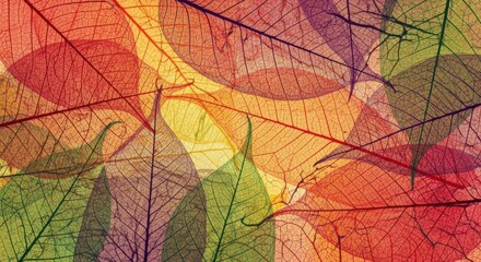 Translucent Autumn Leaves Red Orange Yellow Green Hues