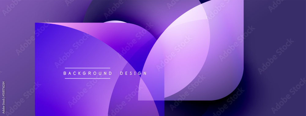 Poster abstract purple design. overlapping shapes create dynamic visual effect. modern, clean aesthetic sui