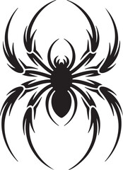 Stylized black spider silhouette with sharp legs and body arachnid insect