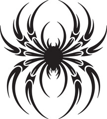 Fototapeta premium Tribal spider silhouette with sharp pointed legs black white
