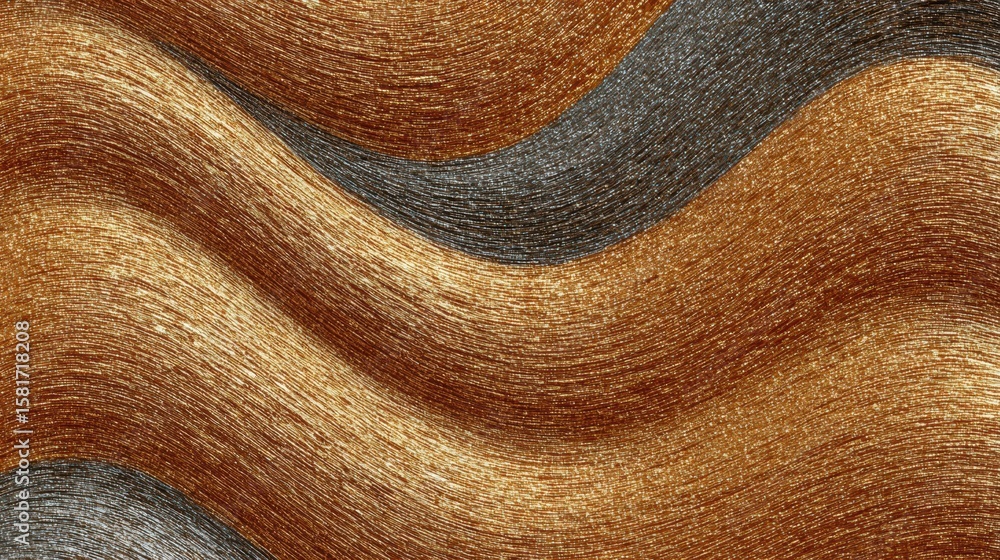 Aufkleber wavy textural harmony: an abstract composition of undulating, textured waves in shades of gold and g