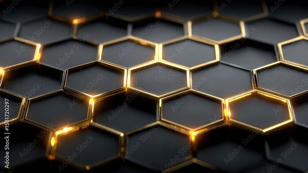 Poster honeycomb elegance: a close-up of a sophisticated honeycomb pattern, boasting intricate hexagonal st