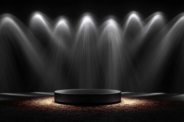 Podium with Spotlights: Capture the allure of a stage with bright spotlights shining on a blank podium.