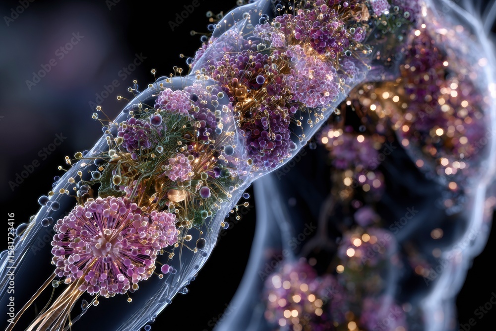 Poster cellular galaxy: a stunning, artistic rendering of microscopic cells, showcasing the intricate beaut