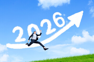 Businesswoman Leaping Towards Growth in 2026