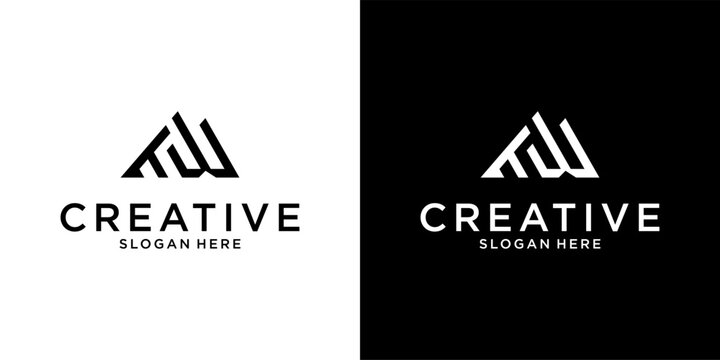 TW or WT initial letter logo design vector