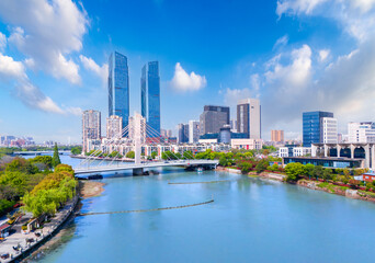 Urban environment of Dongwu International Plaza, Huzhou City, Zhejiang Province, China