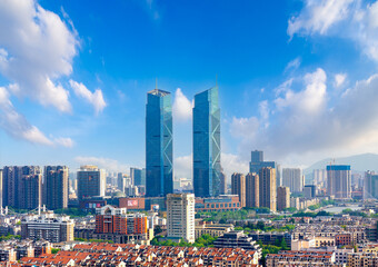 Urban environment of Dongwu International Plaza, Huzhou City, Zhejiang Province, China