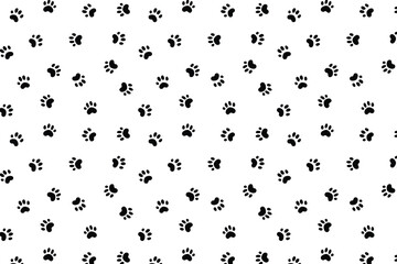 Scatter seamless pattern design with cat pawprint on a transparent background. Animal footprint repeat background for textile or wrapping